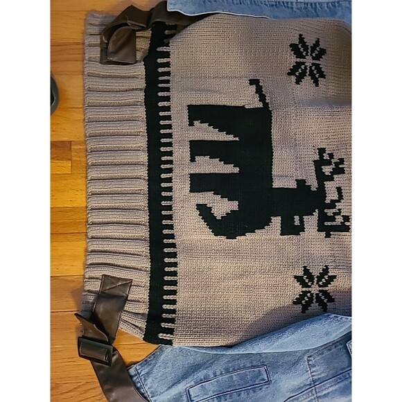 iASK Fashion Denim Vest Oversized Sleeveless Distressed Knit Back Deer Korean - Picture 8 of 14